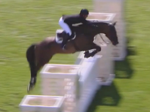 Richard Howley jumping the Hickstead Derby 2018